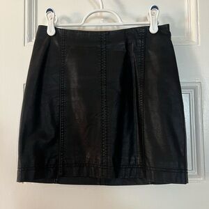Free People Black Fake Leather Skirt